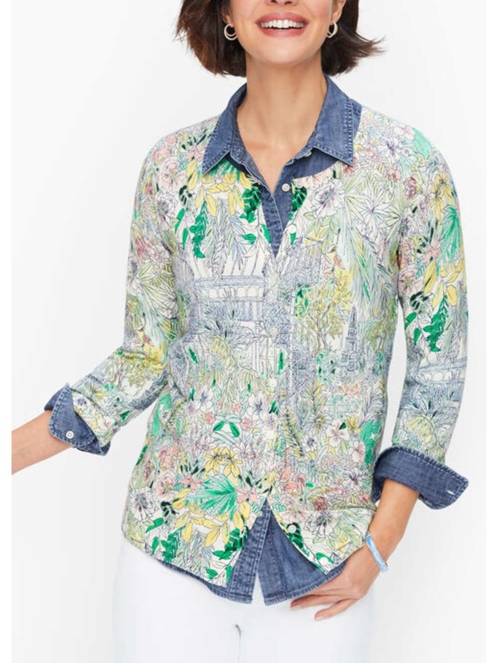 Talbots Plus Lightweight Floral Garden Cardigan 2X